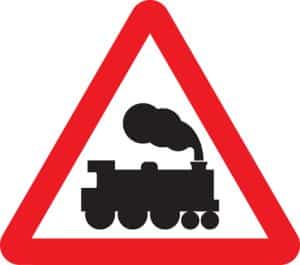 level crossing ahead without barrier road sign