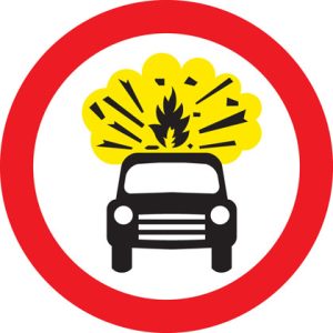 no vehicles carry explosives signs