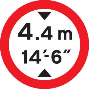 no vehicles over height sign