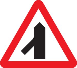 traffic merging left sign