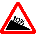 Road sign warning of a steep uphill gradient of 10 percent