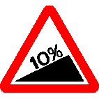 Road sign warning of a steep downhill gradient of 10 percent