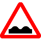 Road sign warning of uneven road or bumps ahead